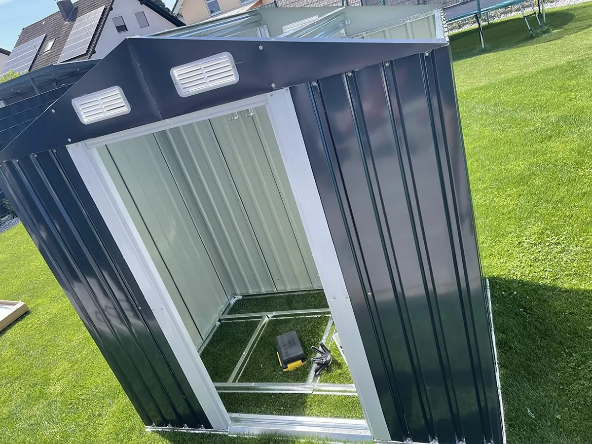 Metal Tool Shed Garden Shed Pitched Roof Metal Bas - Image 4