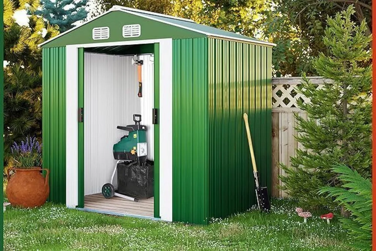 Metal Tool Shed Garden Shed Pitched Roof Metal Bas - Image 1