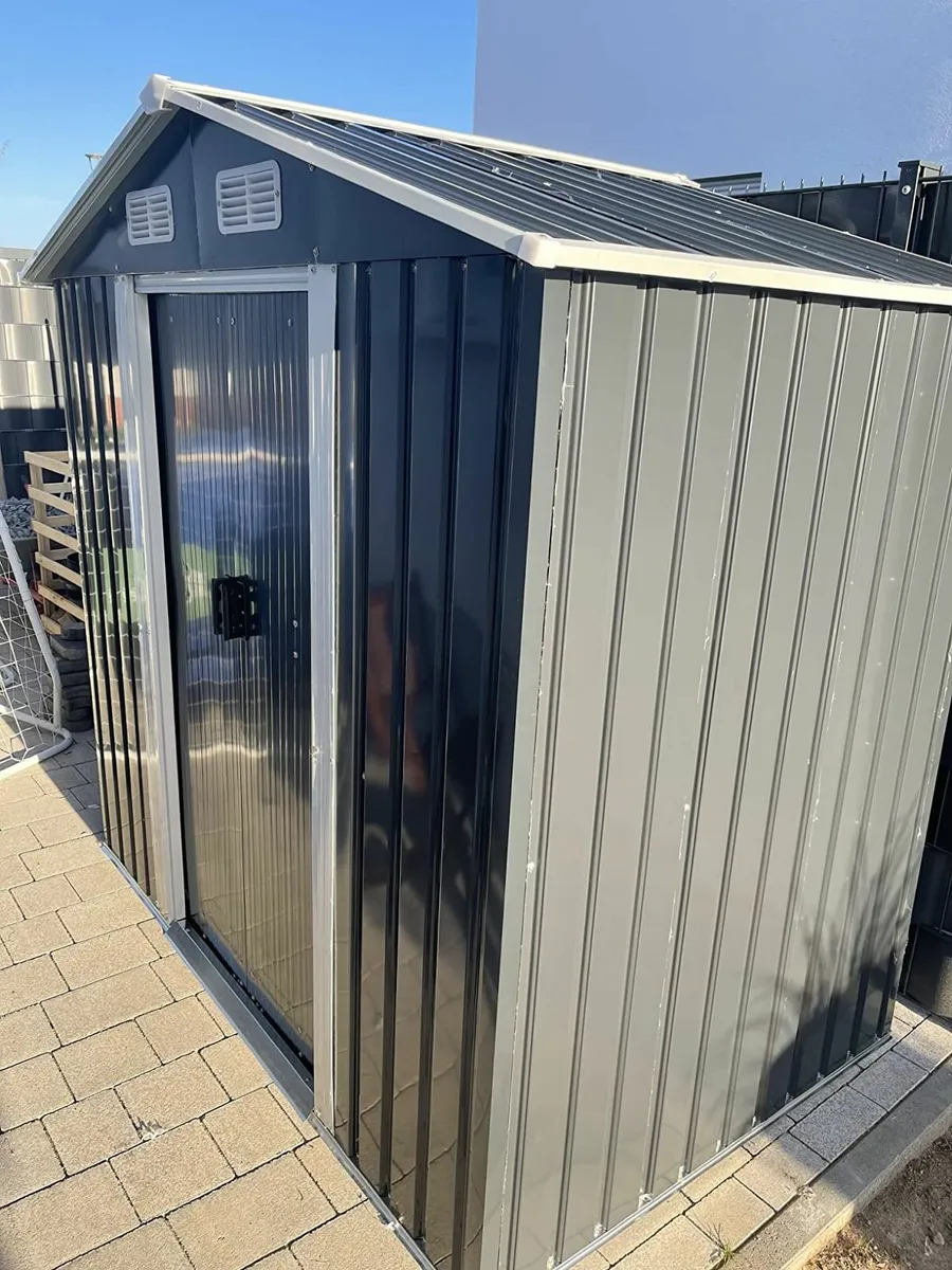 Metal Tool Shed Garden Shed Pitched Roof Metal Bas - Image 4