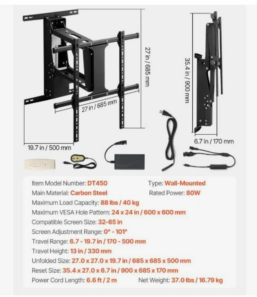 Motorized TV Wall Mount, 32-65 in - Image 3