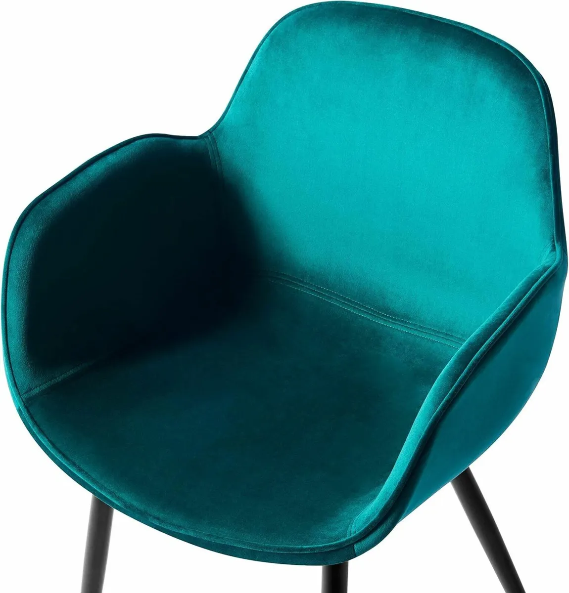 Set of 2 Velvet Dining Chair Armchair Dark Green - Image 3