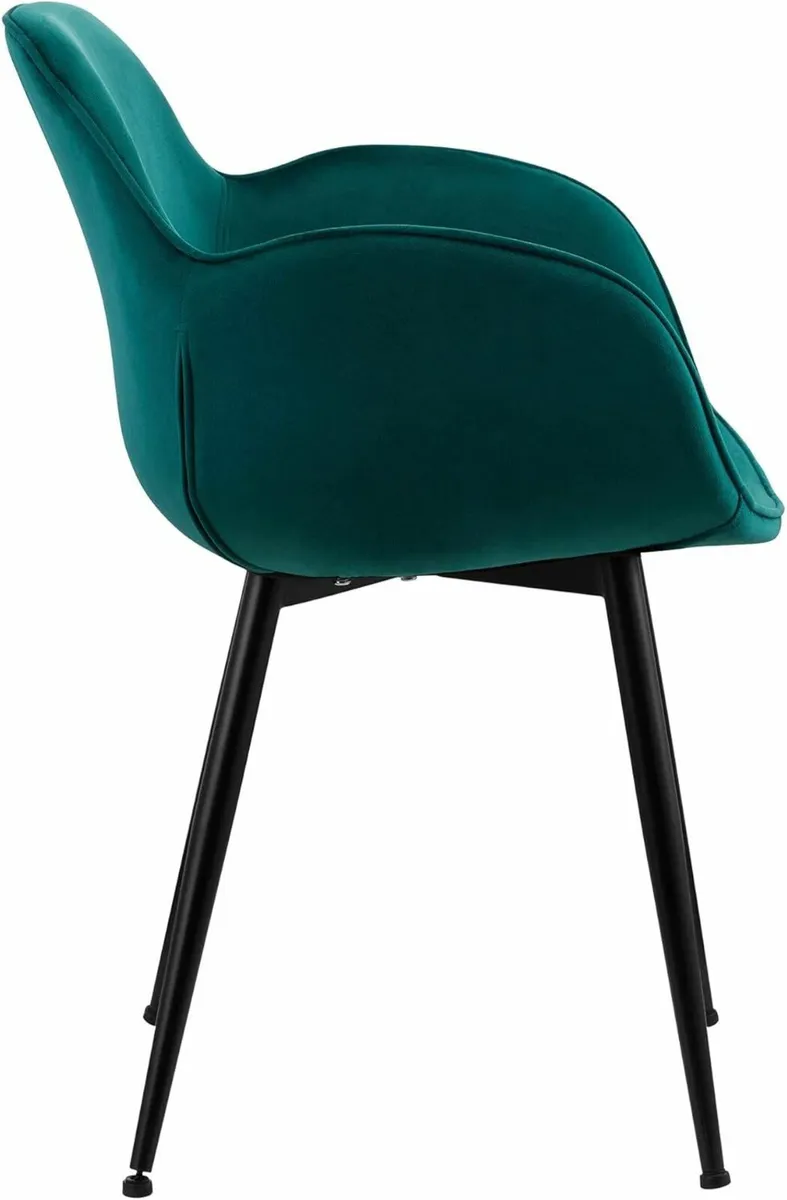 Set of 2 Velvet Dining Chair Armchair Dark Green - Image 4