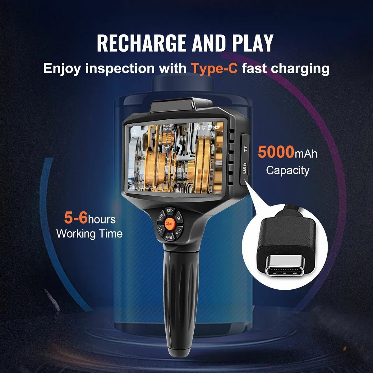 Triple Lens Inspection Camera+Light, 5" IPS Screen - Image 4