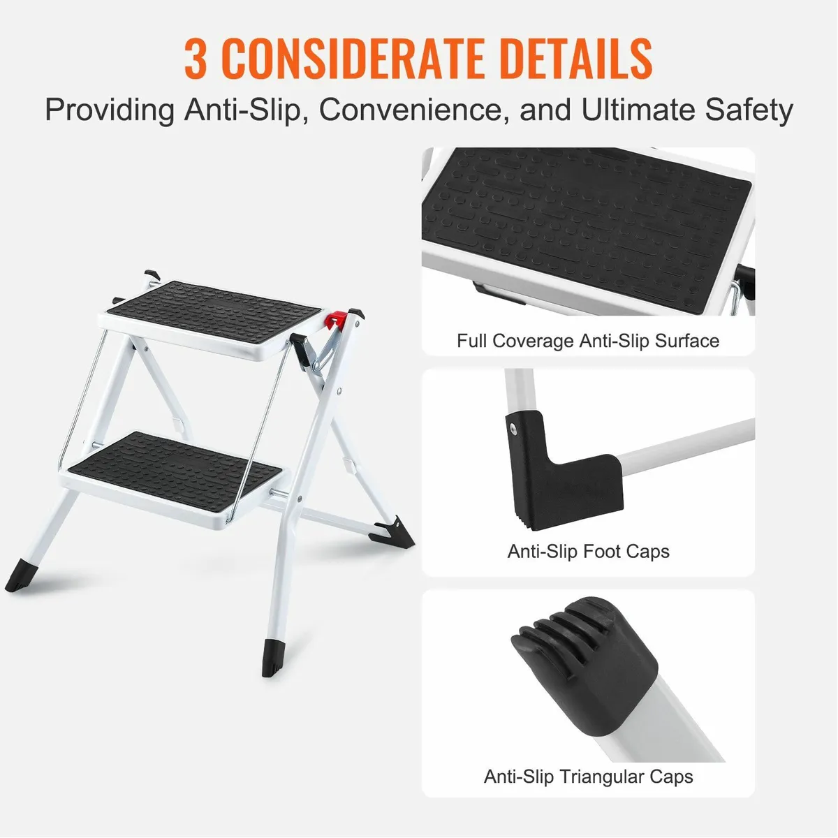 Step Ladder 2-Step 150kg Capacity, Ergonomic Fold - Image 3