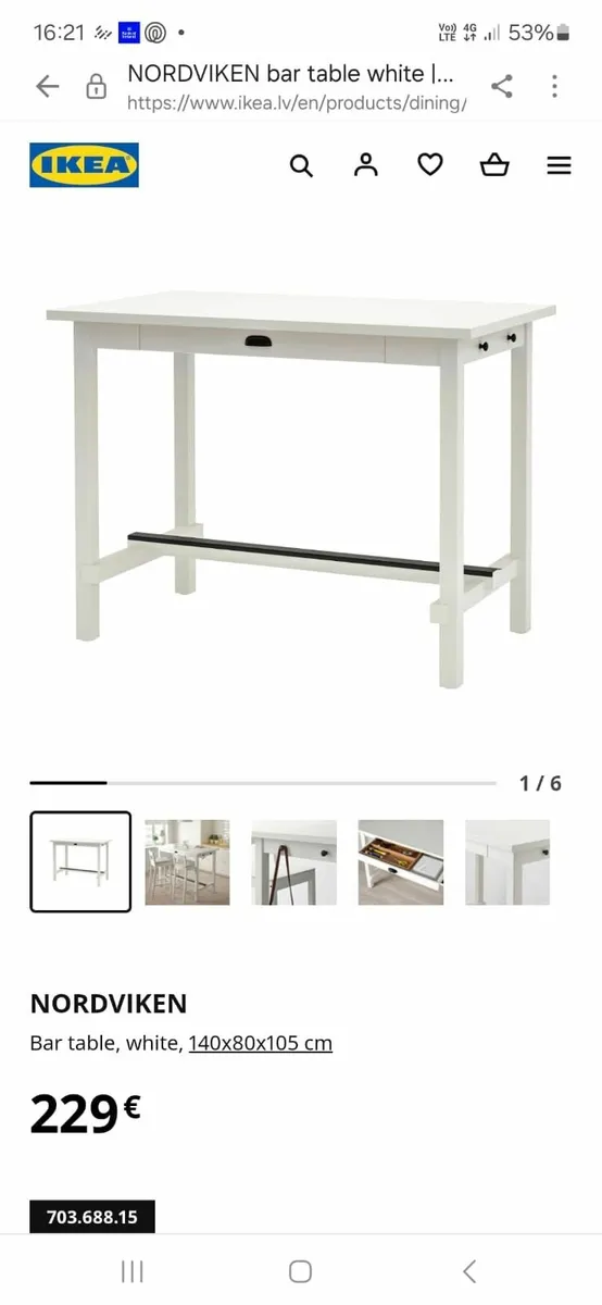 Nordviken bar table, 4 stools, seat pads/covers - Image 2