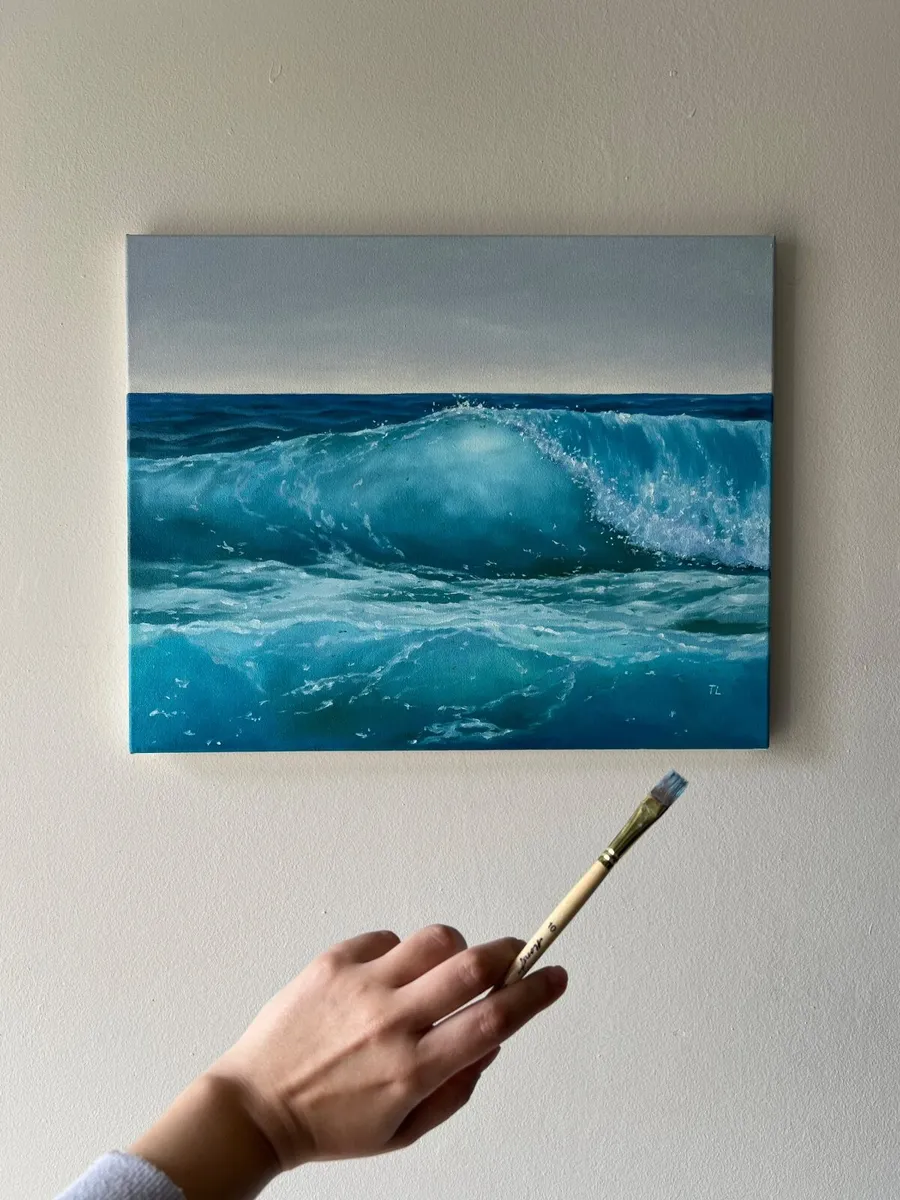 Original OIL Painting Seascape Ocean Wave Artwork - Image 2