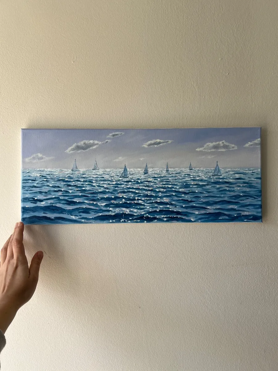 Original Oil painting Boats art Sailing picture - Image 1