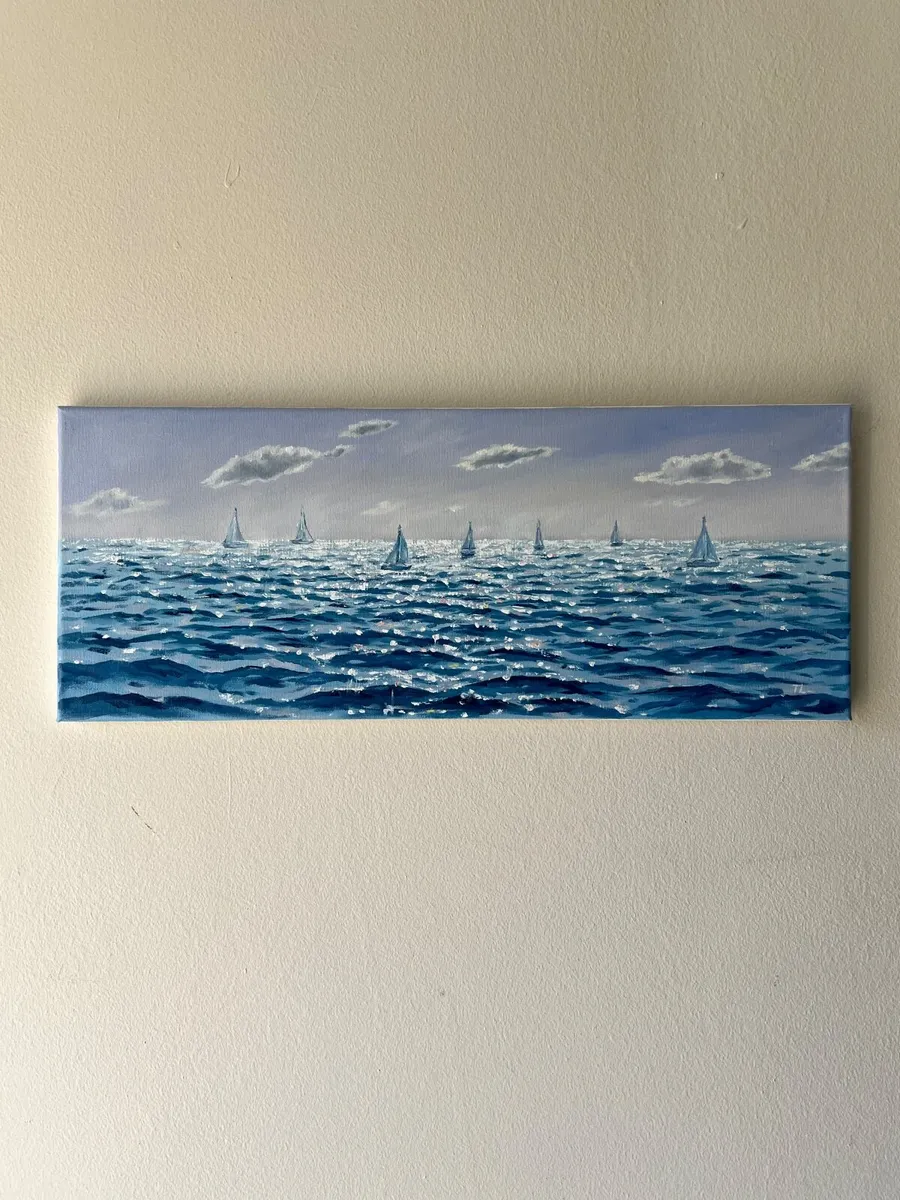 Original Oil painting Boats art Sailing picture - Image 4
