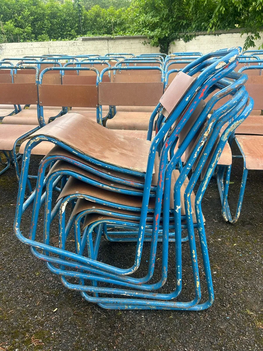 Adult vintage steel frame stacking chairs - Image 1