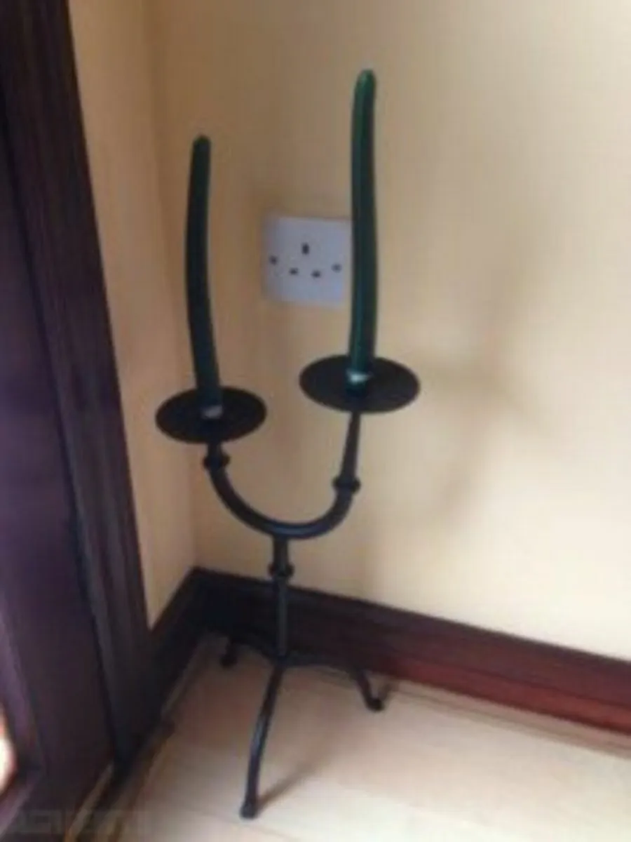 Beautiful Cast Iron Candle Holder with Candles