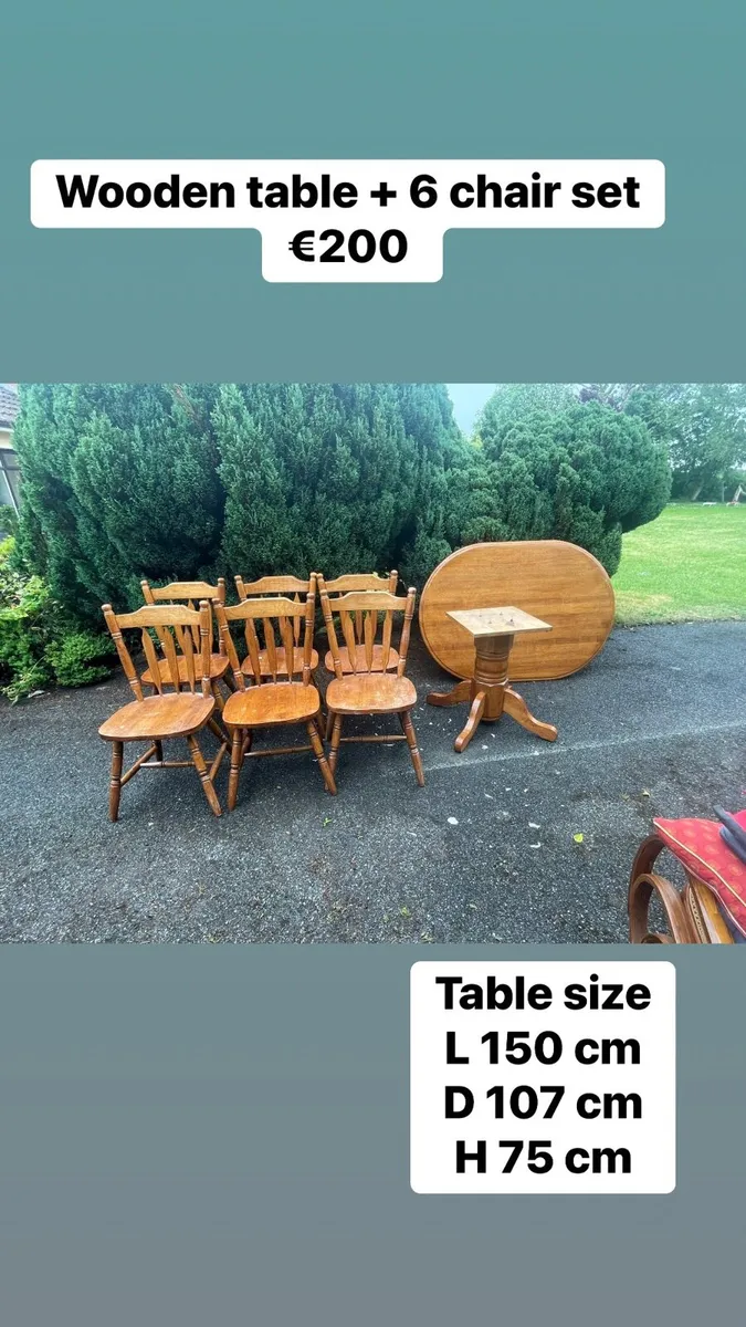 Wooden kitchen table + 6 chairs set €200 - Image 1