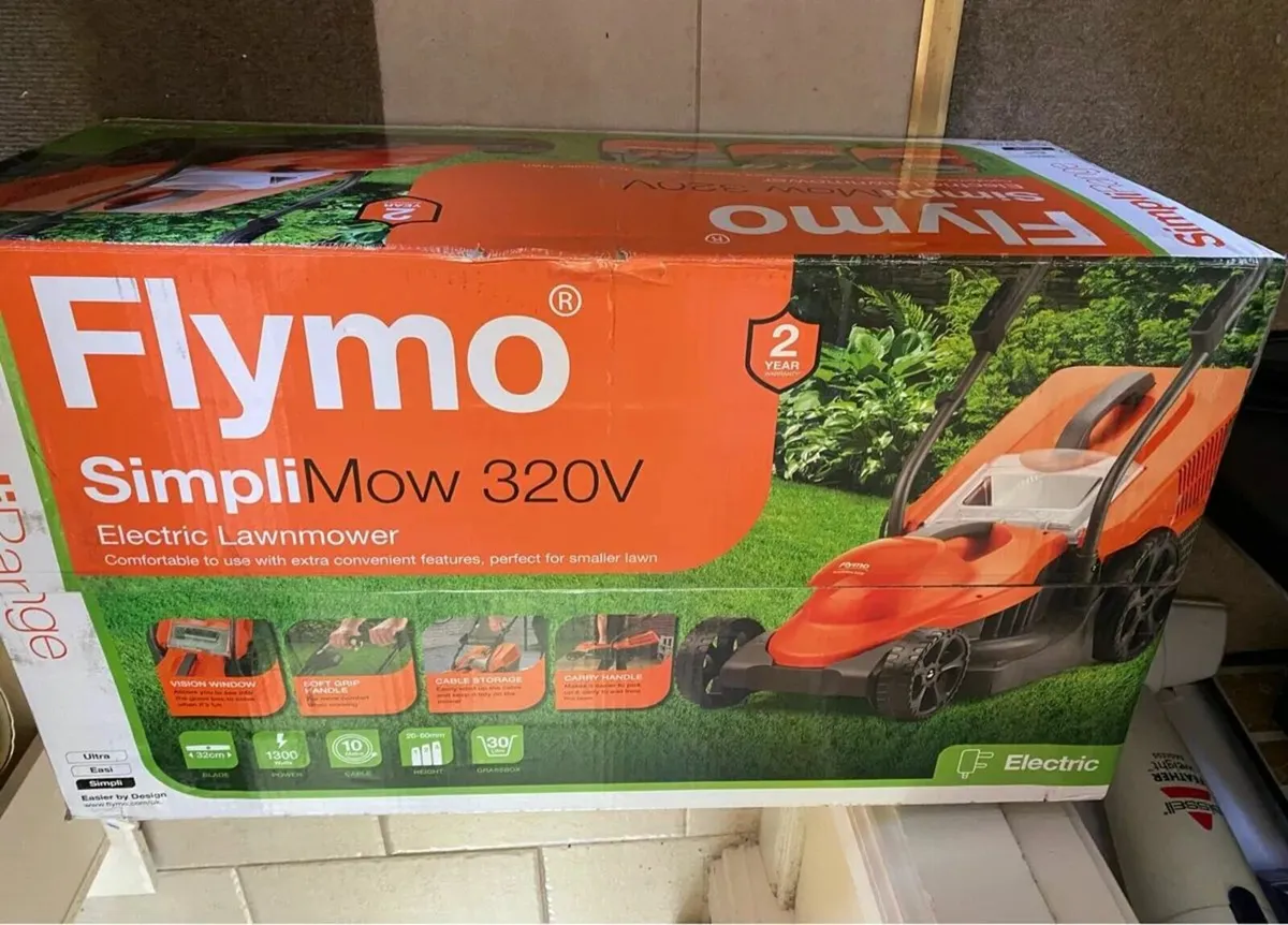 NEW IN BOX Flymo Lawnmower SimpliMow 320V, 1300W - Image 1