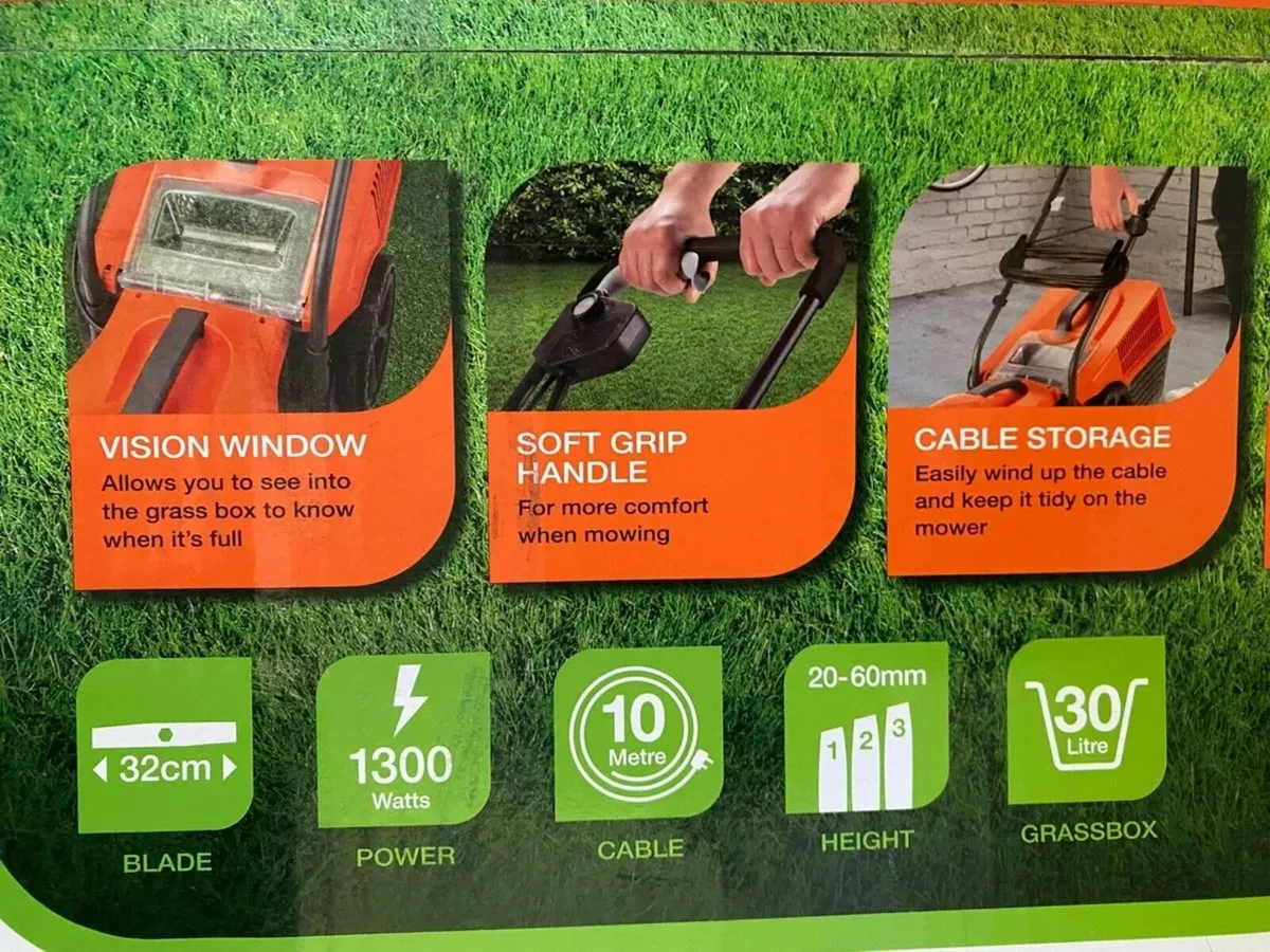 NEW IN BOX Flymo Lawnmower SimpliMow 320V, 1300W - Image 4
