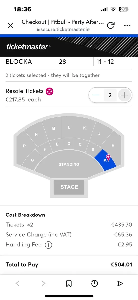 Pitbull tickets x 2, cheapest block A seats! - Image 3