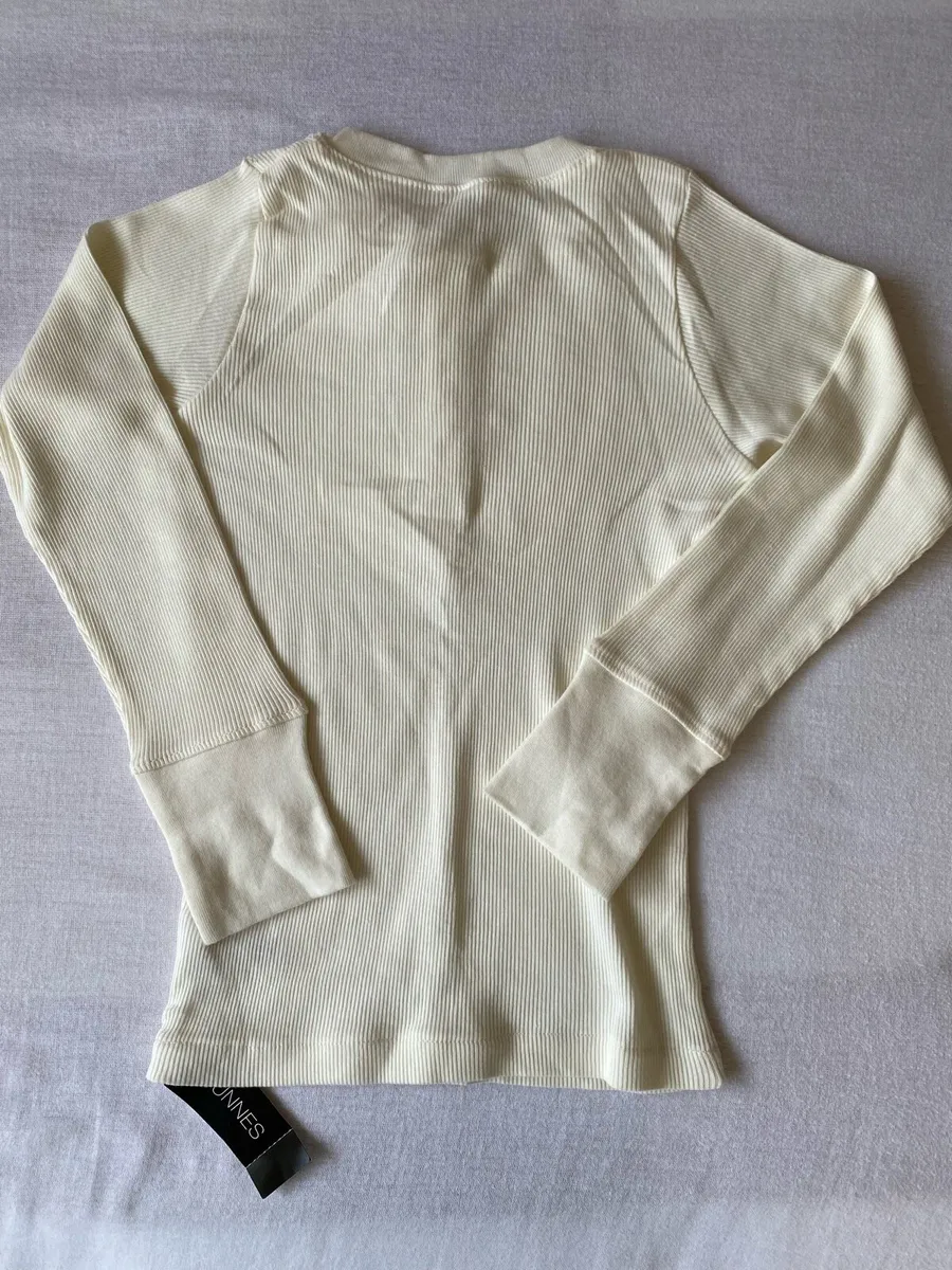 Brand New Girl’s Cream Ribbon Long Sleeve Top - Image 2