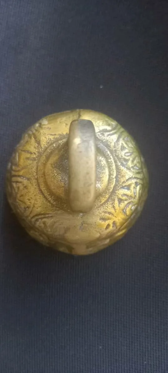 Small Antique carved Brass Bell with inscription - Image 3