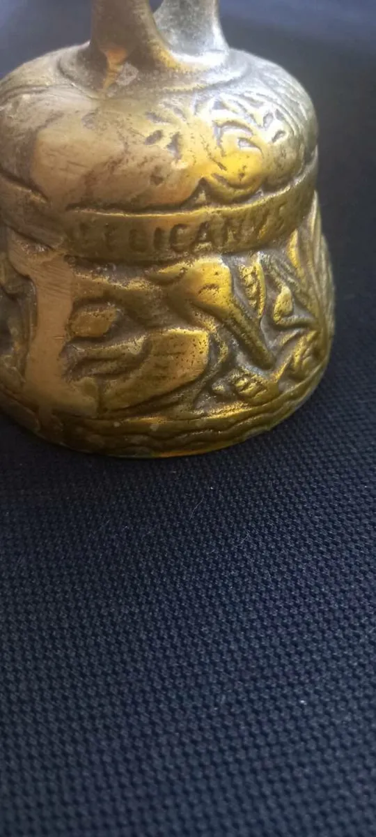 Small Antique carved Brass Bell with inscription - Image 4