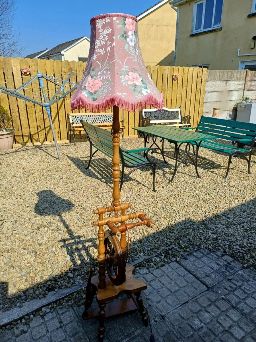 Vintage Spinning Wheel Floor Lamp - Image 1