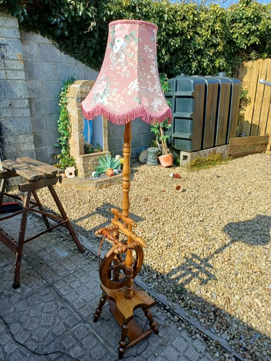 Vintage Spinning Wheel Floor Lamp - Image 2