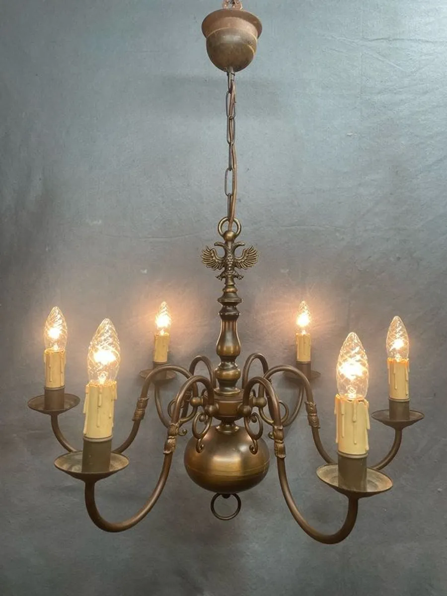 Very Nice Antique Six-Branch Flemish Chandelier. - Image 1