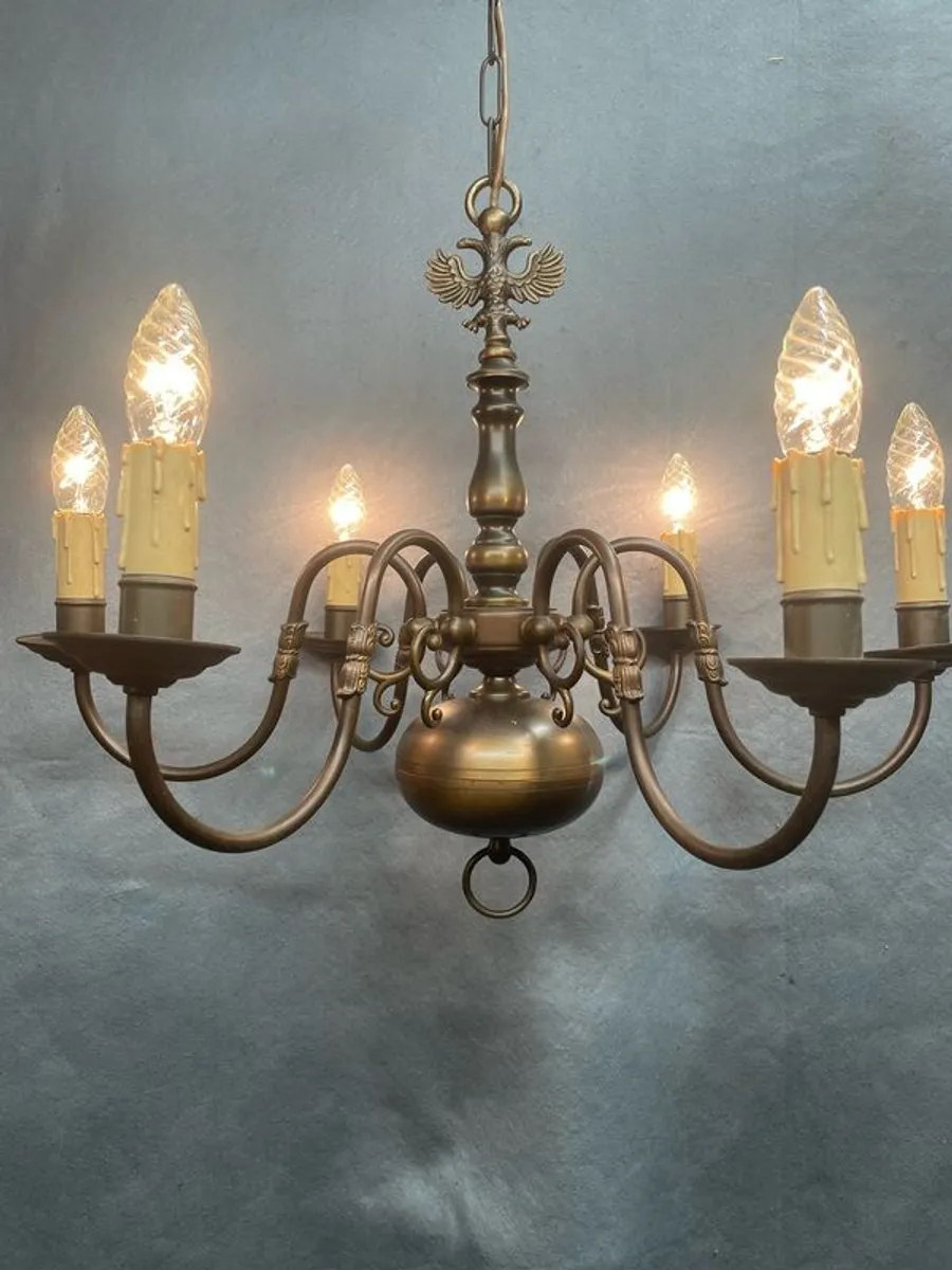 Very Nice Antique Six-Branch Flemish Chandelier. - Image 2