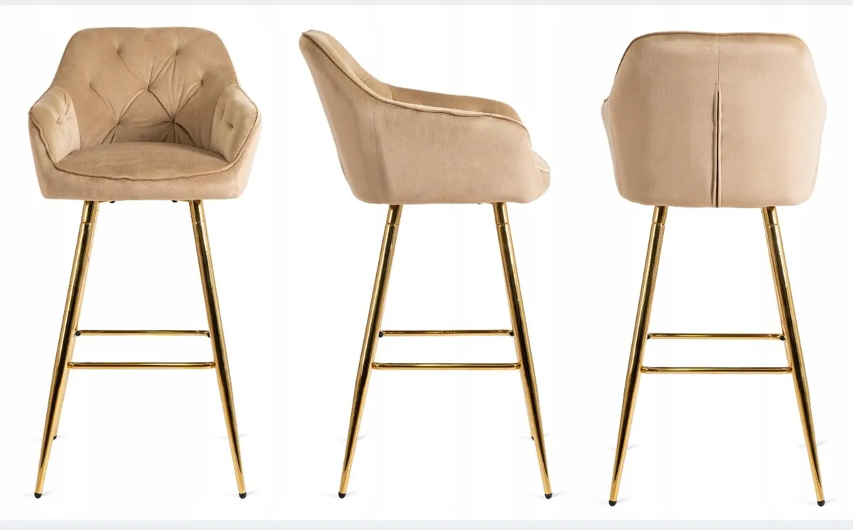 2  Bar Stools Chairs with Backrest Dining Room Gla - Image 2