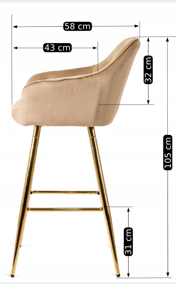 2  Bar Stools Chairs with Backrest Dining Room Gla - Image 4