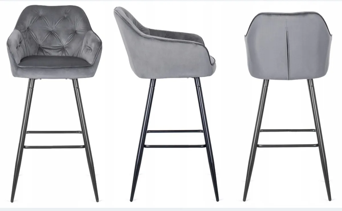 2  Bar Stools Chairs with Backrest Dining Room Gla - Image 2