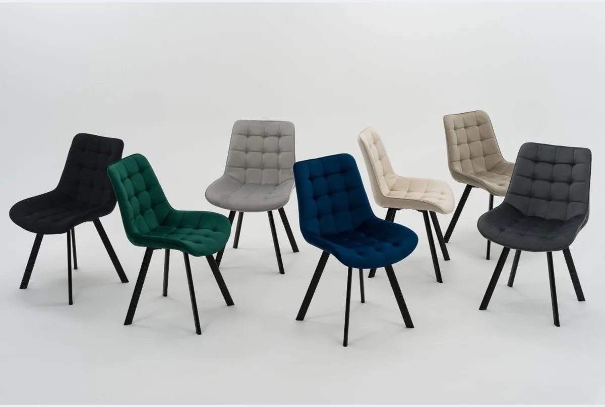 chairs 4 VELOUR UPHOLSTERED CHAIRS FOR DINING ROOM - Image 2
