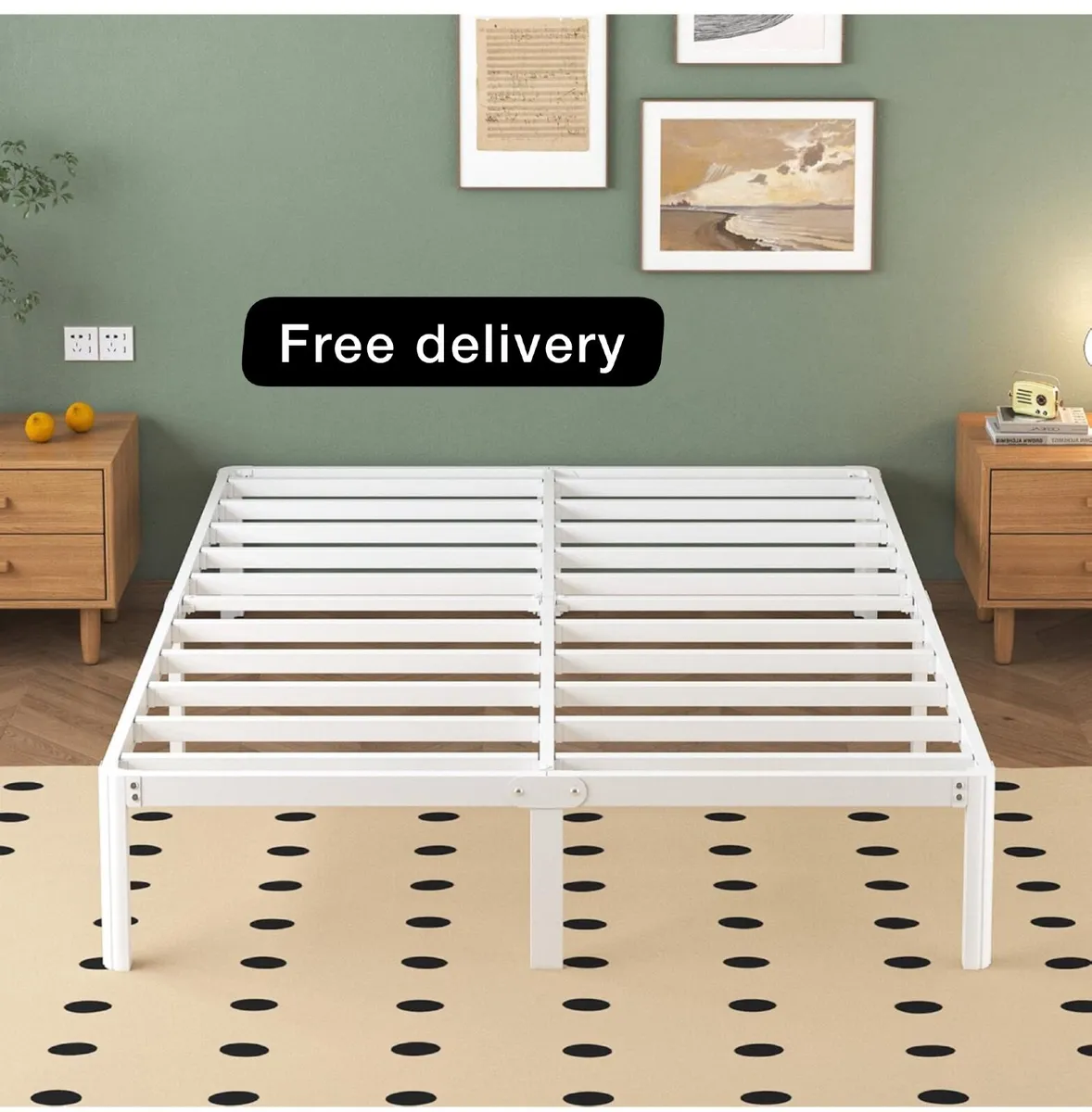 King Size Bed Frame 30.5 cm High with Rounded Corn - Image 1