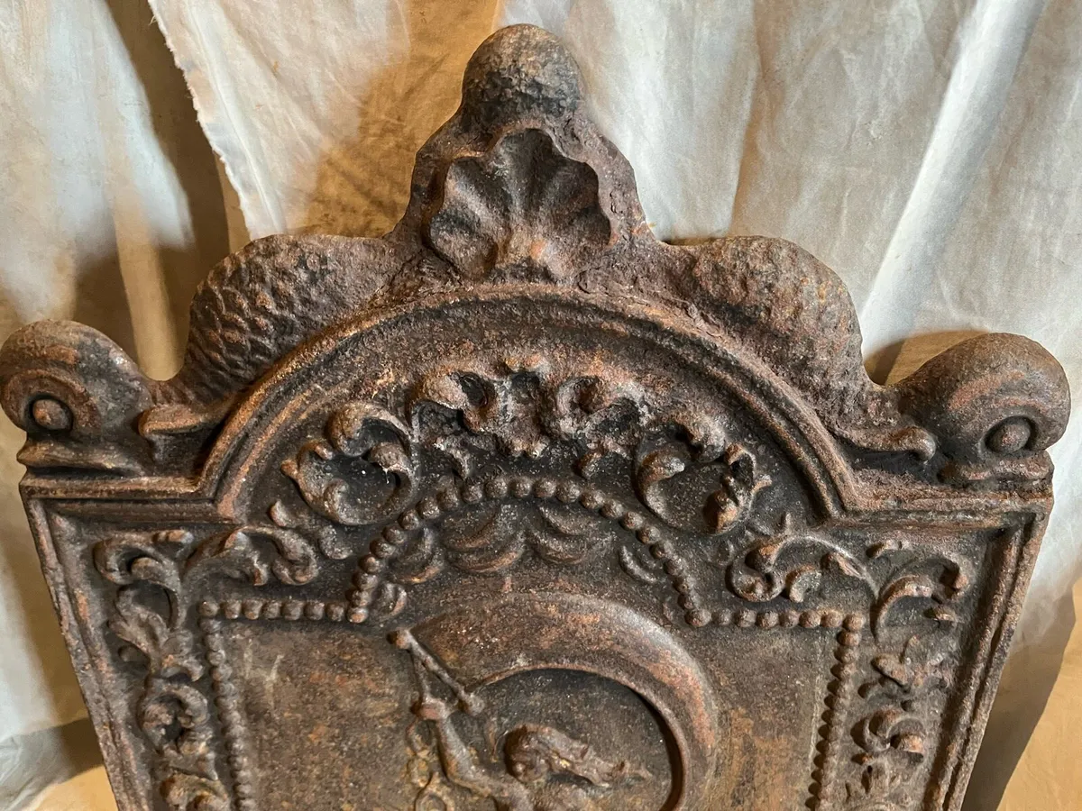 Antique cast iron fireplace back - Image 3