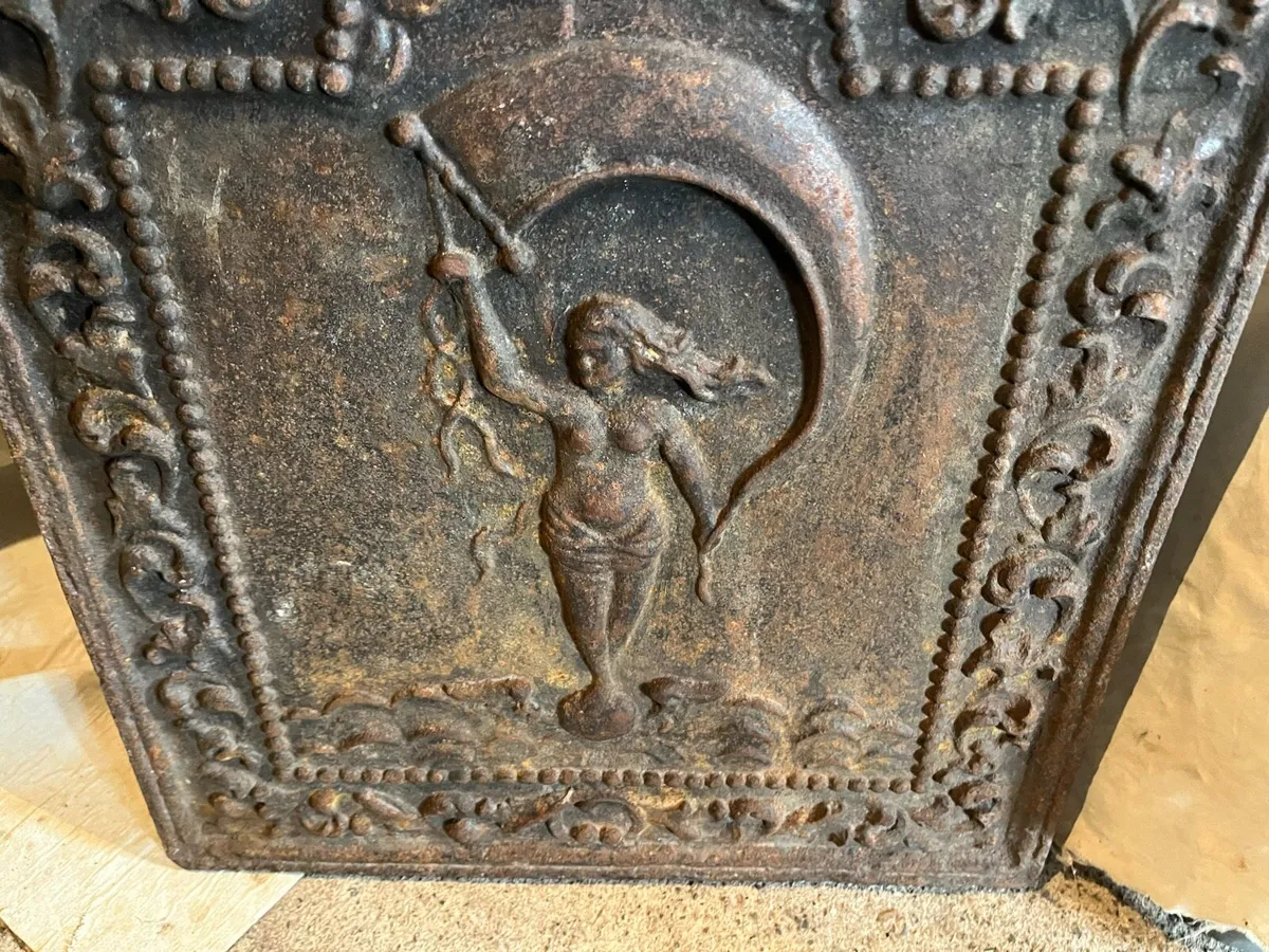 Antique cast iron fireplace back - Image 4