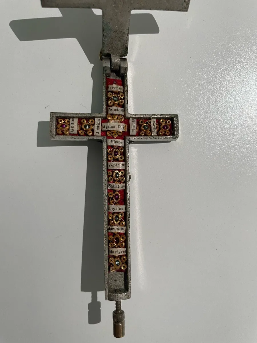 Antique Catholic Pectoral Cross Reliquary Crucifix - Image 3