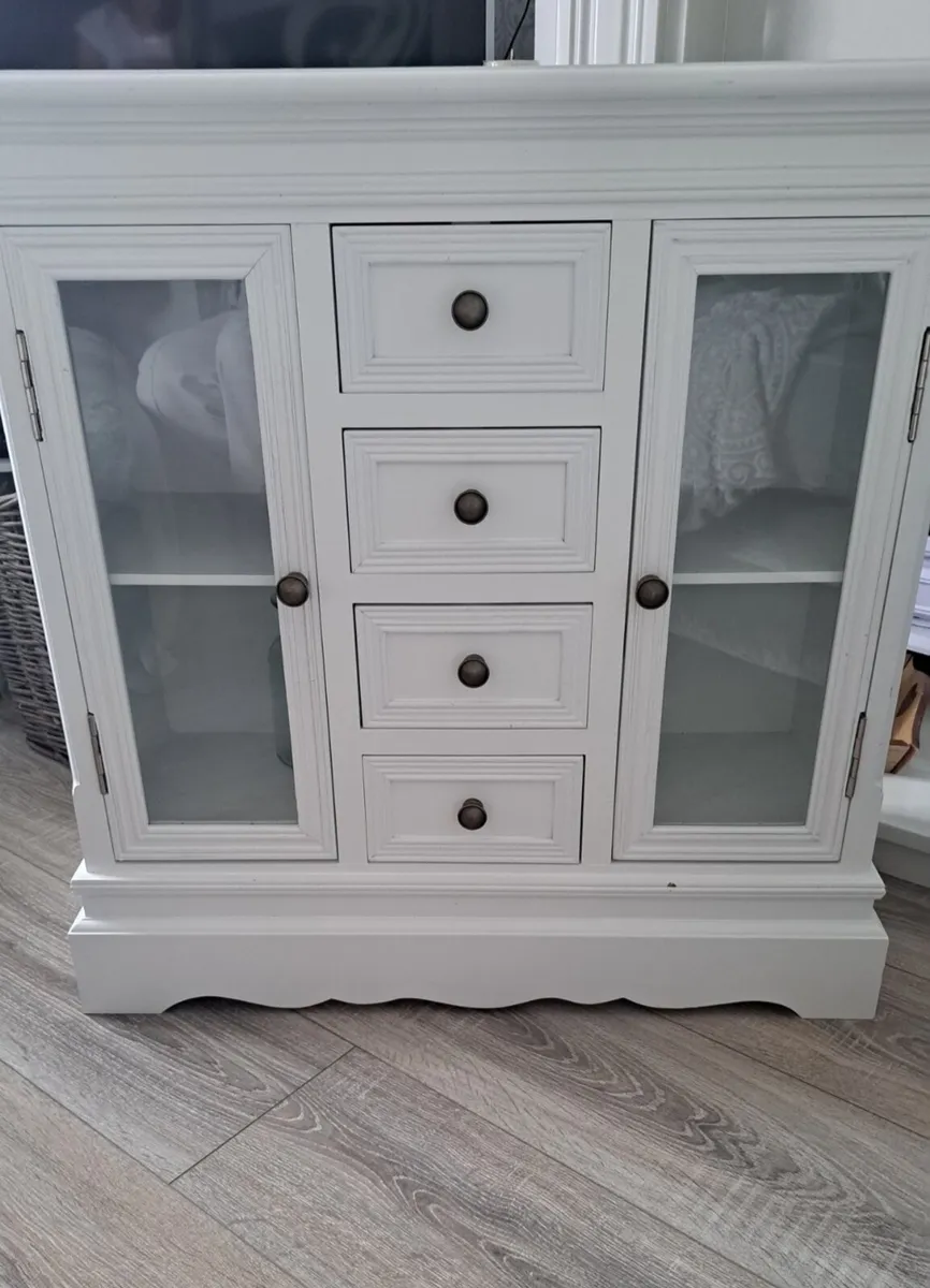 Small White Shabby Chic Glass Cabinet - Image 1