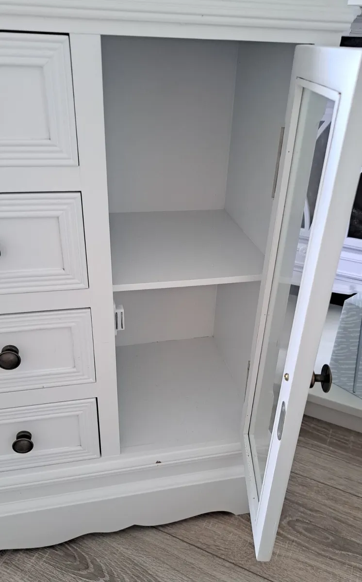 Small White Shabby Chic Glass Cabinet - Image 3