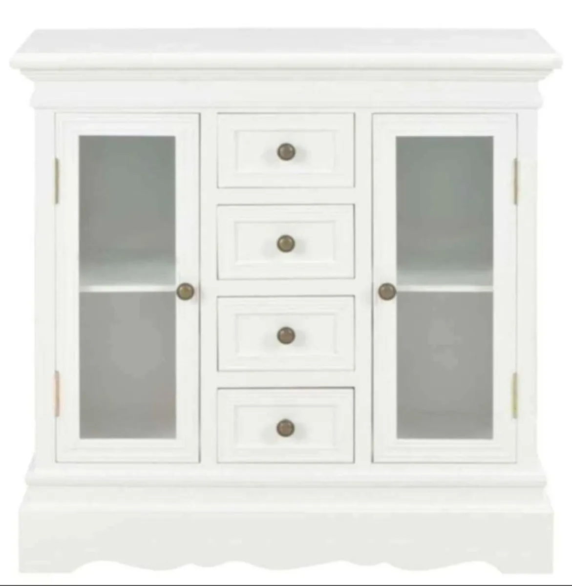 Small White Shabby Chic Glass Cabinet - Image 4