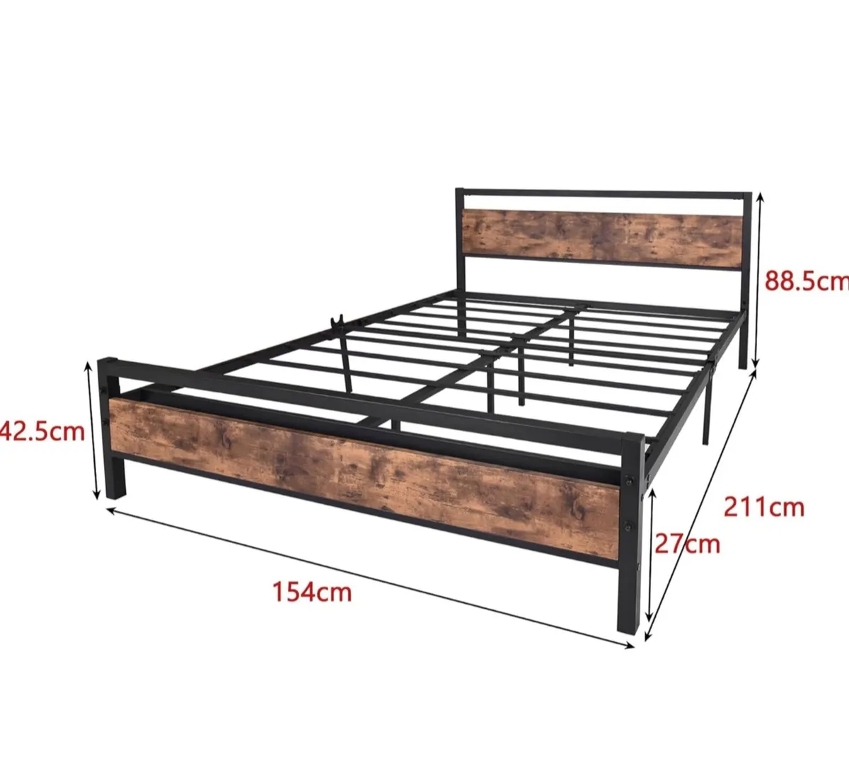 King Size Bed Frame with Wood Headboard,Heavy Duty - Image 4