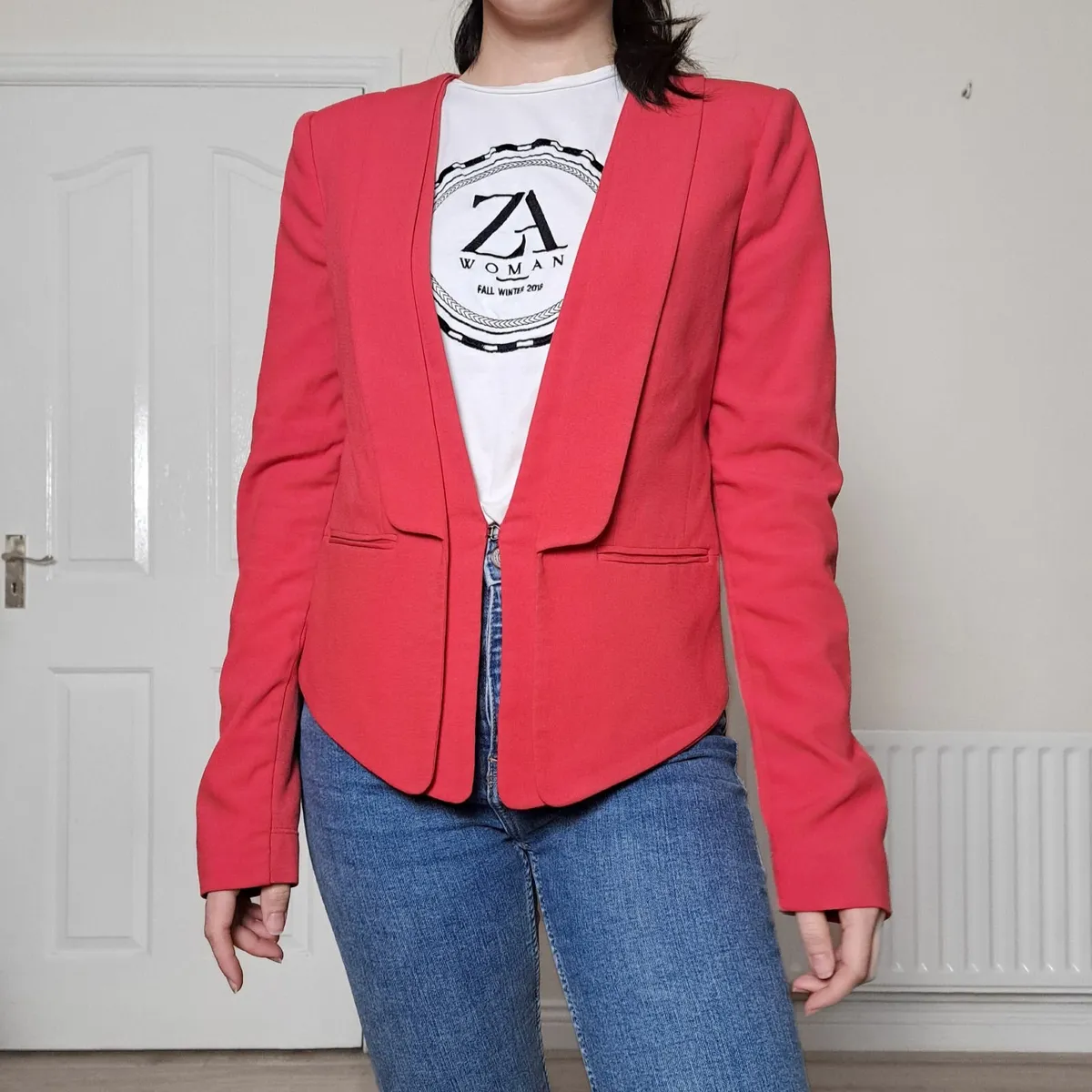 BCBG Max Azria Red Pink Long Sleeve Blazer Size S - Image 2