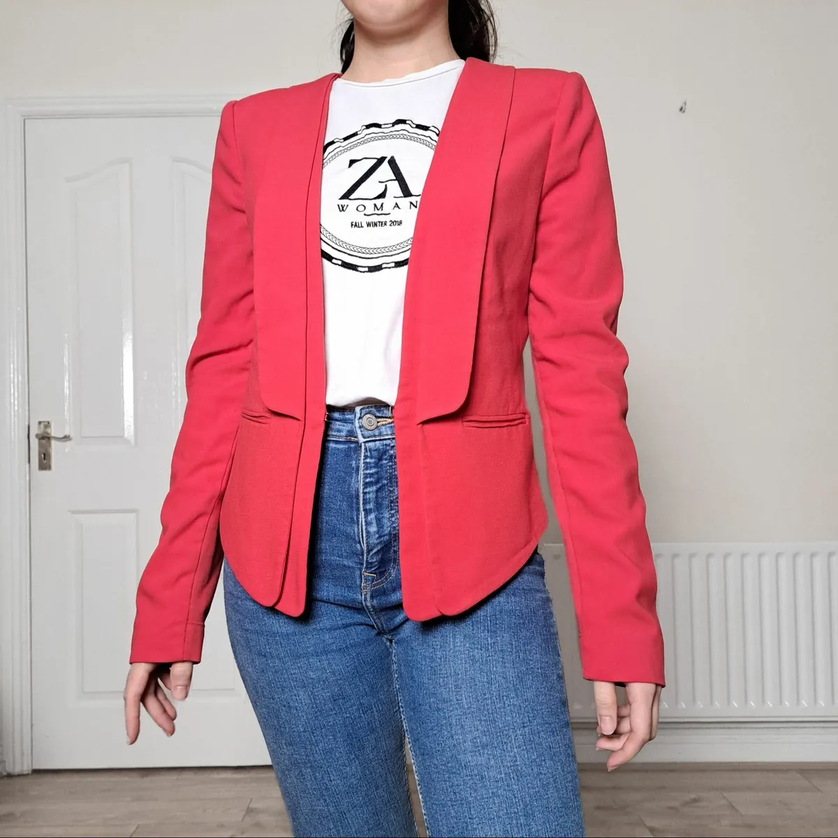 BCBG Max Azria Red Pink Long Sleeve Blazer Size S - Image 4
