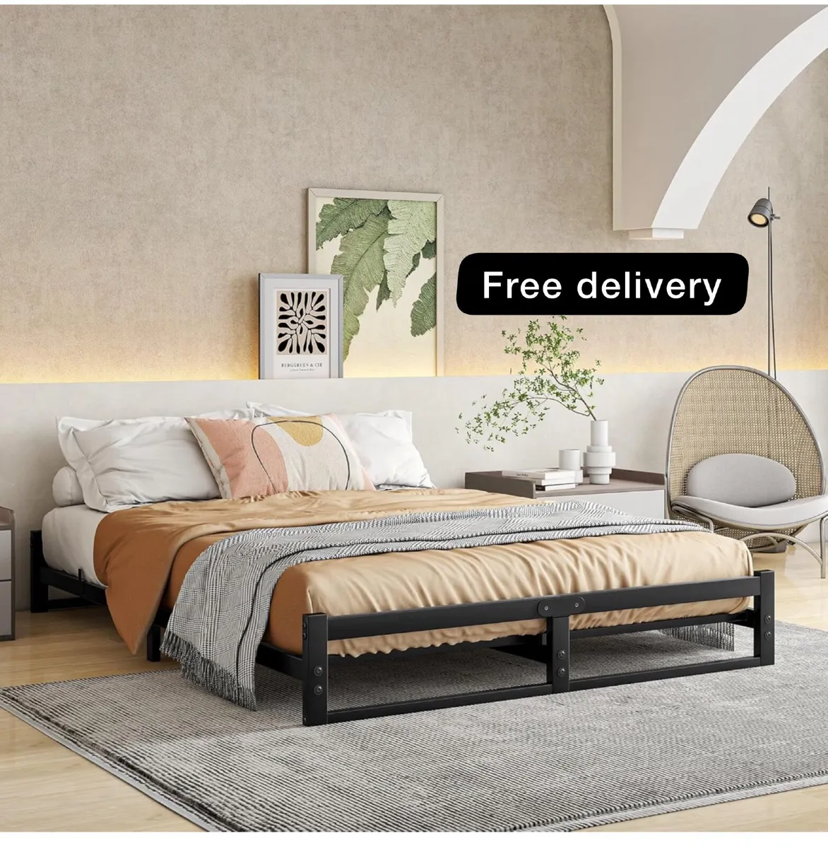 King Size Bed Frame,5ft Floor Bed Frame King Size - Image 1