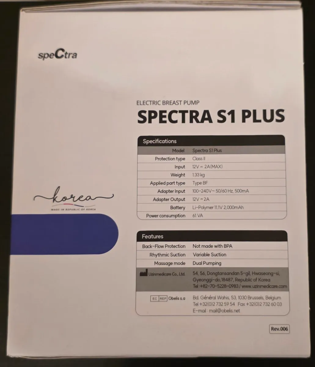 Spectra S1 Plus Breast Pump - BOX NOT OPENED - Image 3