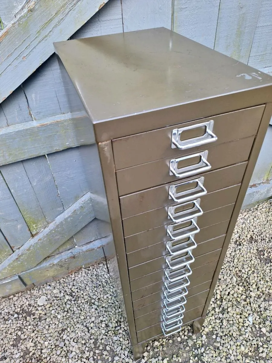 Vintage Bisley metal 15 draw cabinet - Image 1