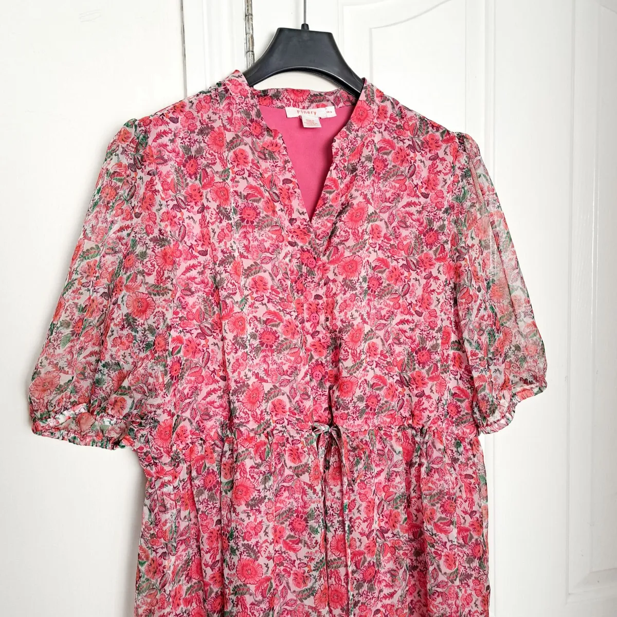 Finery Flowly Pink Floral Summer Midi Dress 16UK - Image 2
