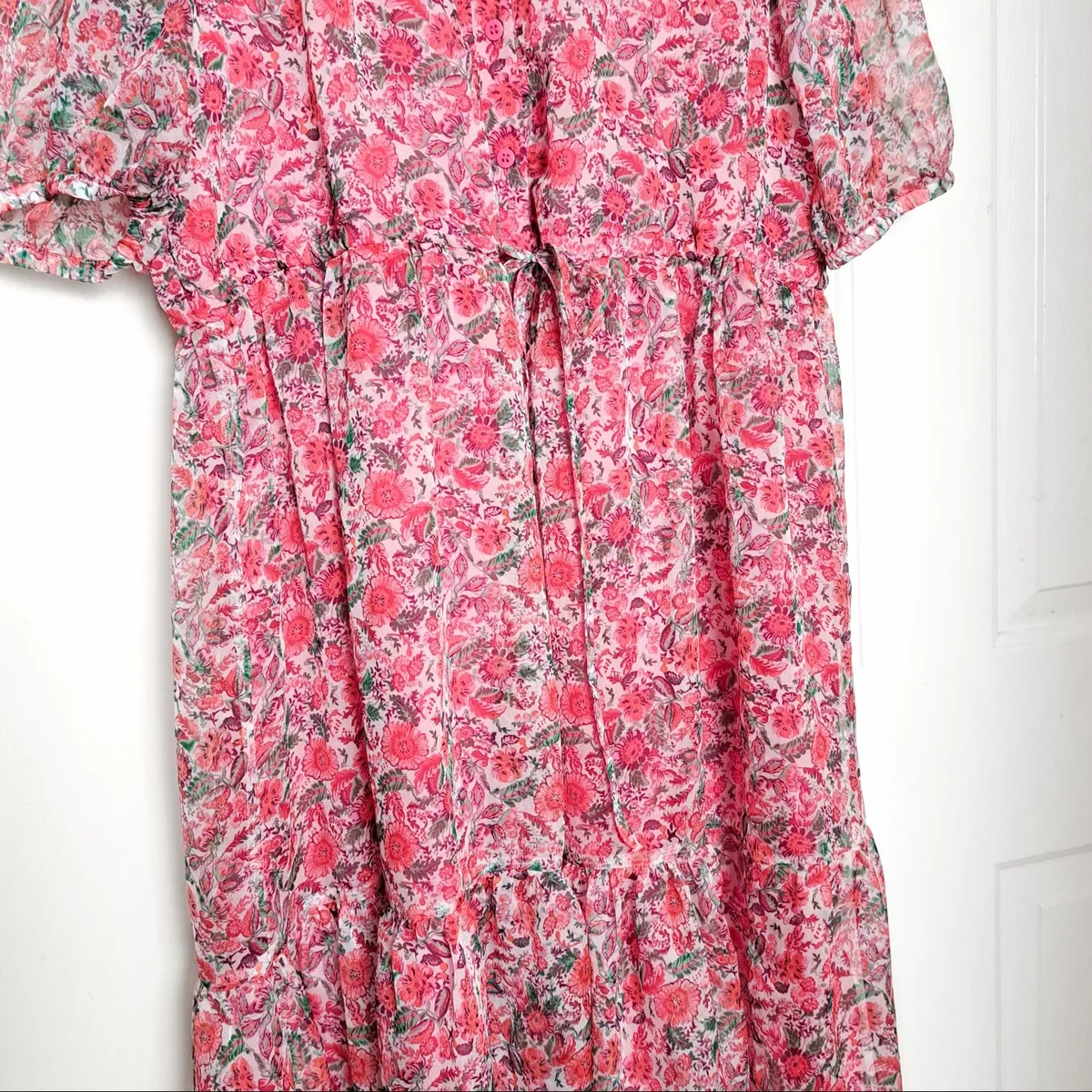 Finery Flowly Pink Floral Summer Midi Dress 16UK - Image 3