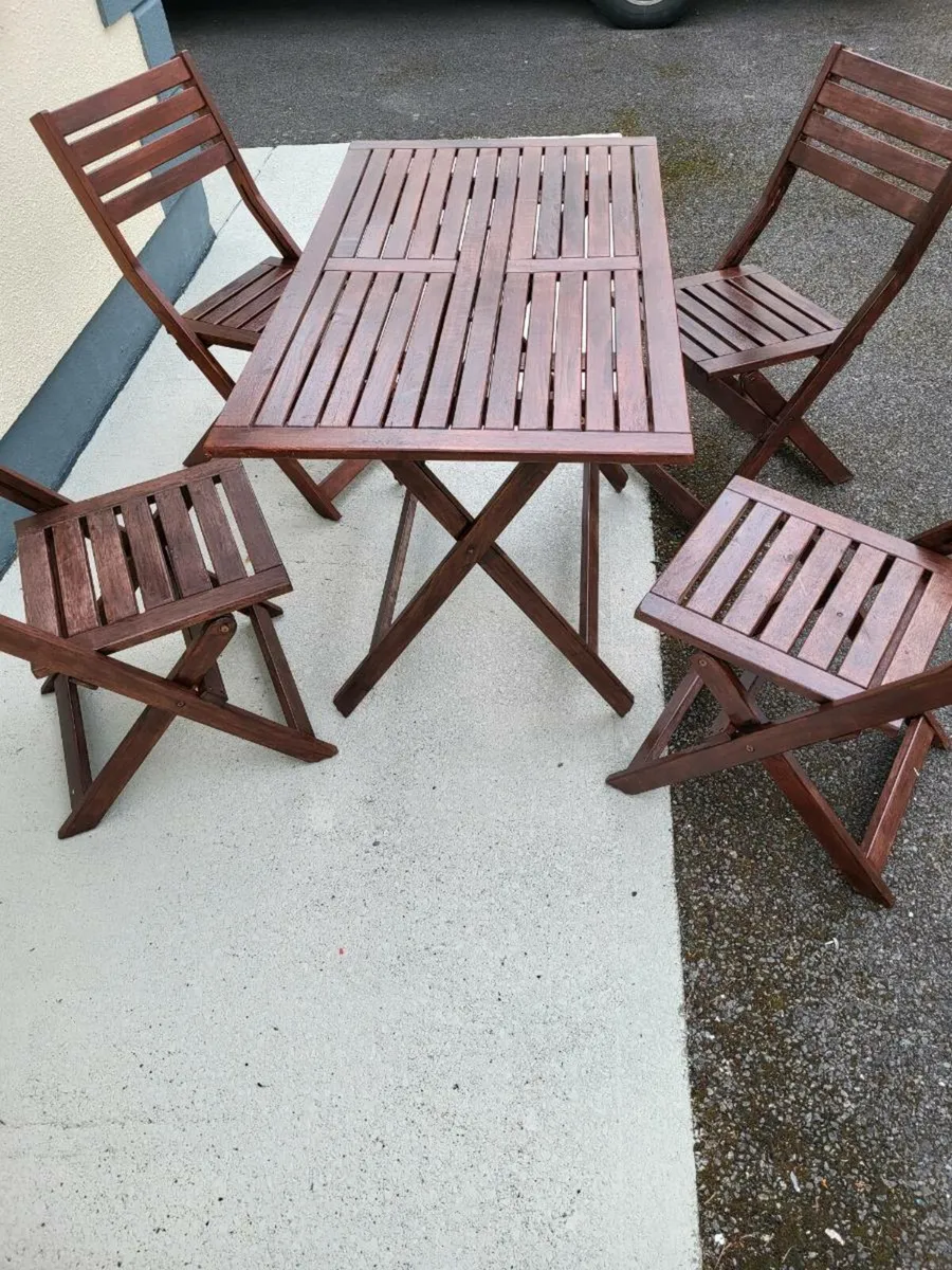 Hardwood Garden Table + 4 Chairs - Image 2