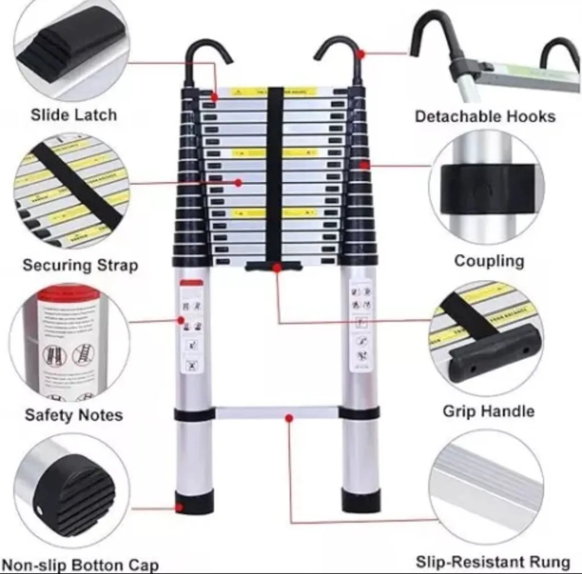 6.2 Metre Telescopic Ladder 20.3ft NEW - Image 2