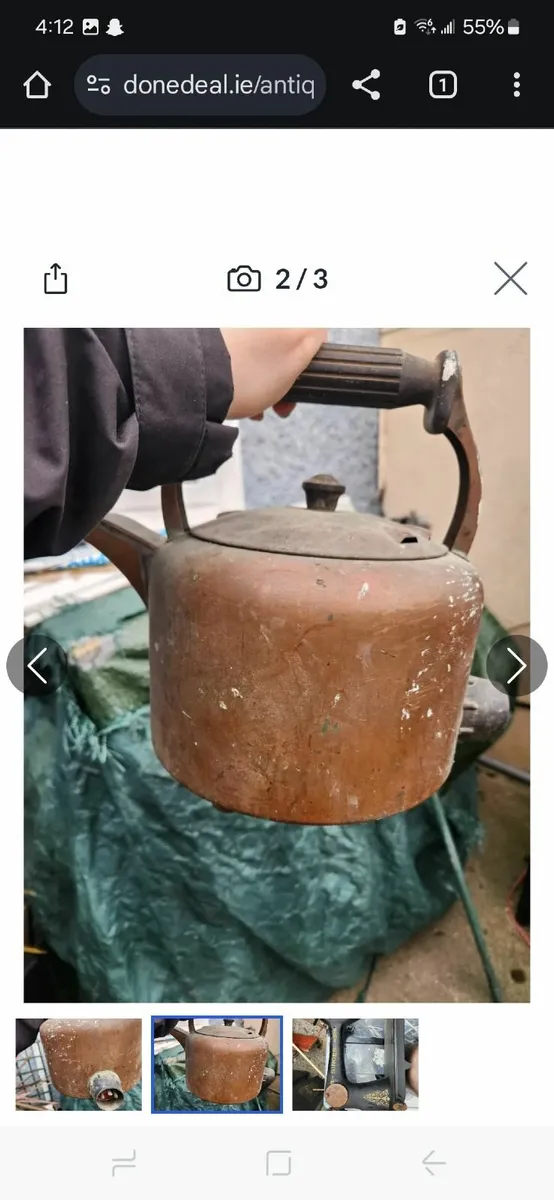 Antique display copper kettle - Image 1