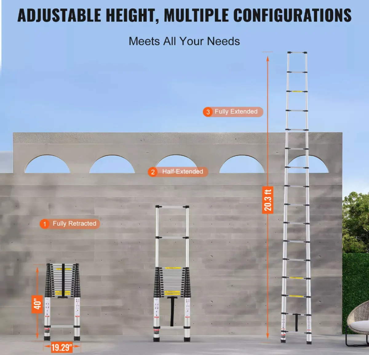 20.3ft 6.2 Metre Telescopic Ladder Auminium NEW - Image 3