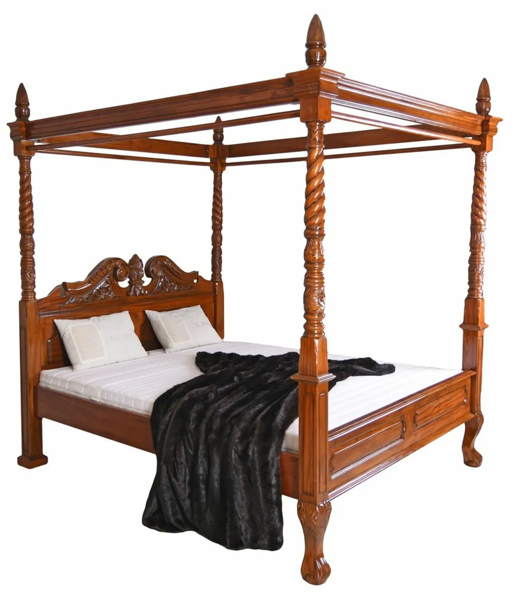Elegant French Mahogany 4-Poster Bed Timeless Beau - Image 1