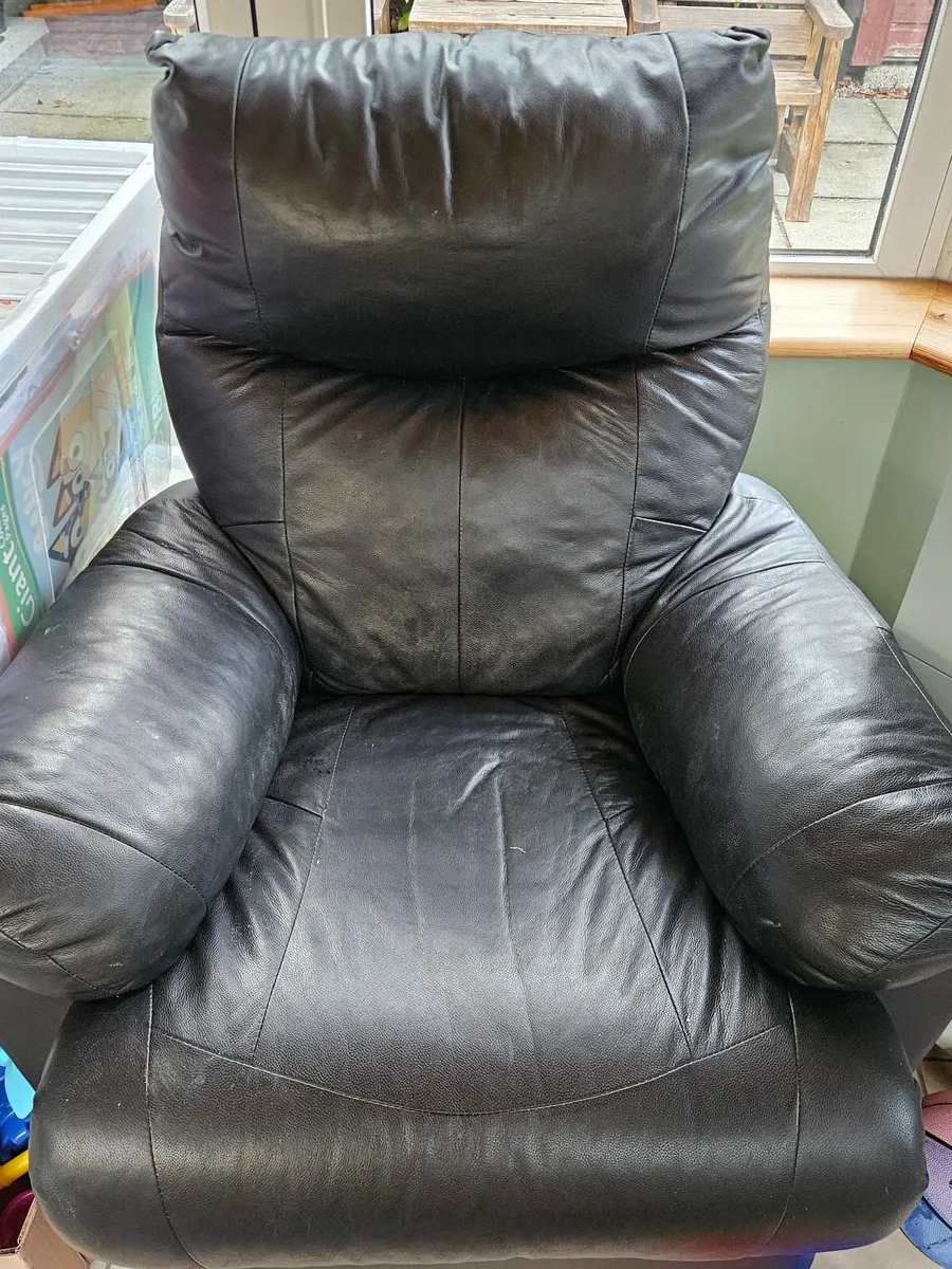 Free Leather couch 3 seater with armchair. - Image 2